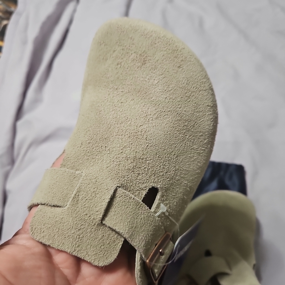 Birkenstock Womens Taupe Suede Boston Clog - Picture 3 of 14
